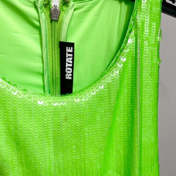 New ROTATE Sleeveless Sequin-embellished Cocktail minidress in Green Size 12 - Picture 11 of 16